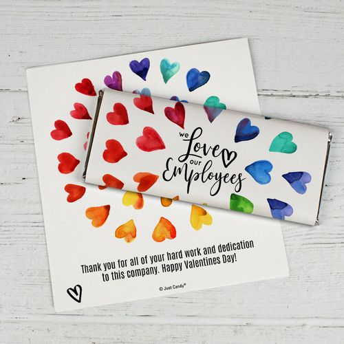 Personalized Valentine's Day Rainbow Hearts Chocolate Bar Wrappers Only