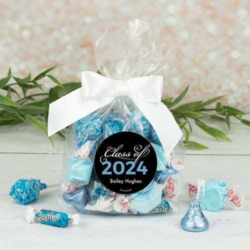 Personalized Class of Graduation Light Blue Candy Goodie Bag