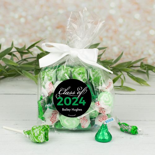 Personalized Class of Graduation Green Candy Goodie Bag