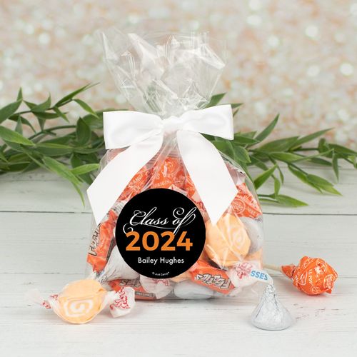Personalized Class of Graduation Orange Candy Goodie Bag