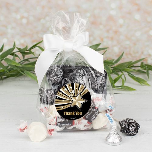 Personalized Black And Gold Thank You Star Goodie Bag Favor