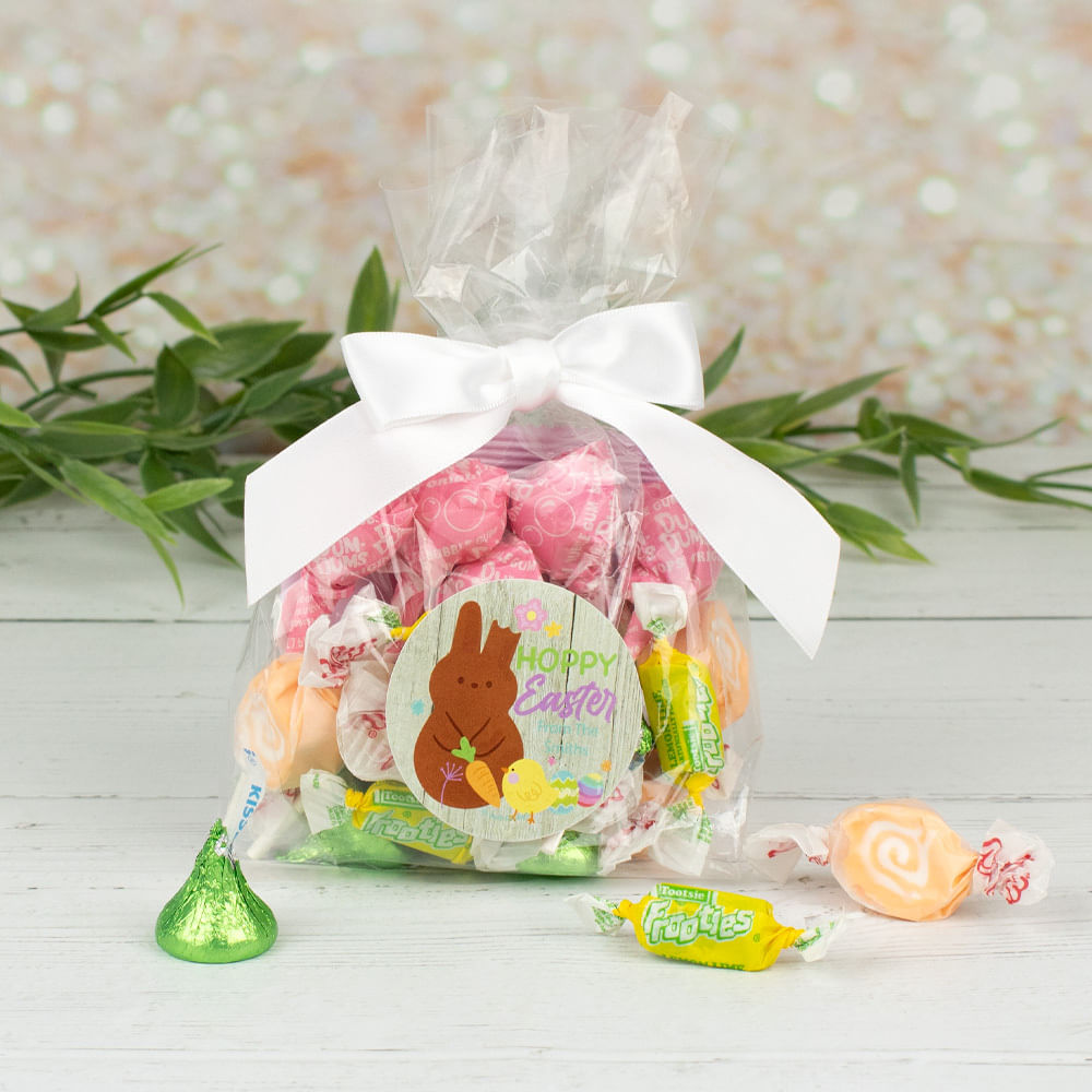 Personalized Hoppy Easter With Bunny And Chick Bunny Goodie Bag ...