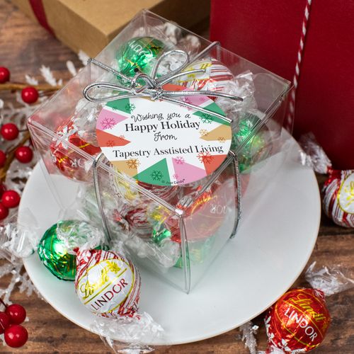 Personalized Wishing You A Happy Holiday Lindor Truffles by Lindt Cube Gift
