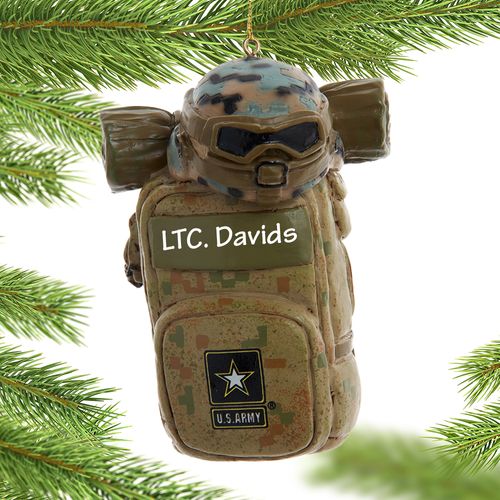 Army Backpack With Helmet Holiday Ornament