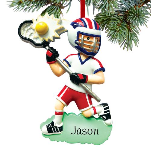 Boy Lacrosse Holiday Ornament