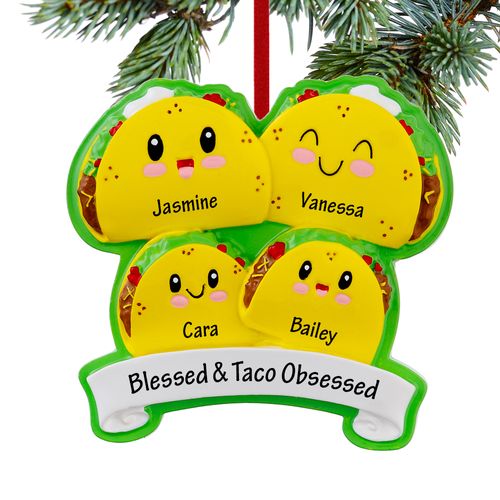 Taco Family Of 4 Holiday Ornament