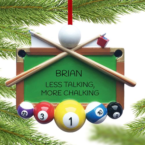 Personalized Billiards Holiday Ornament