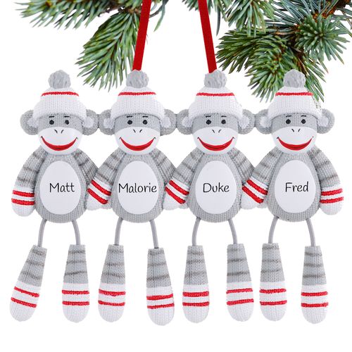 Sock Monkey Family Of 4 Holiday Ornament