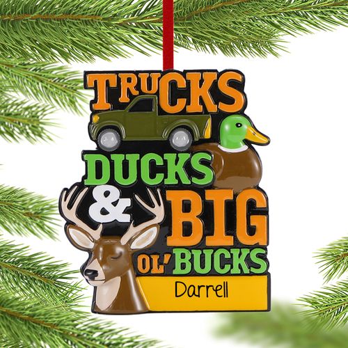 Trucks Ducks & Big Ol' Bucks Holiday Ornament