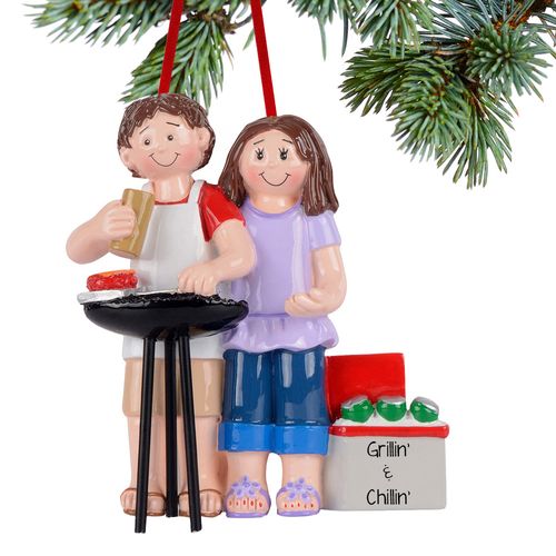 Personalized Bbq Couple Holiday Ornament