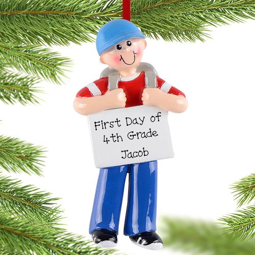 Personalized Boy First Day Holiday Ornament Of School Holiday Ornament