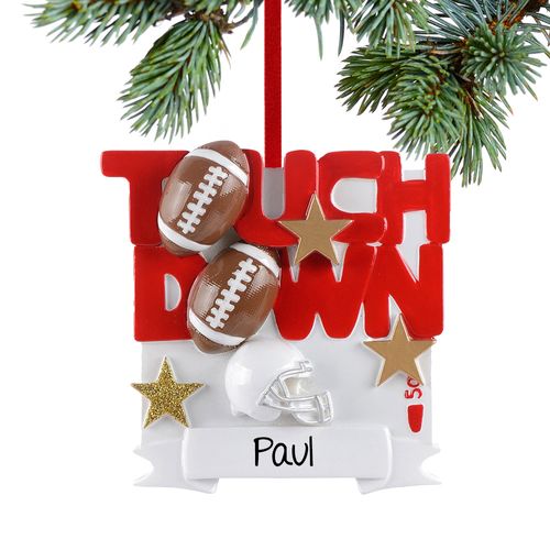 Personalized Touch Down Football Holiday Ornament