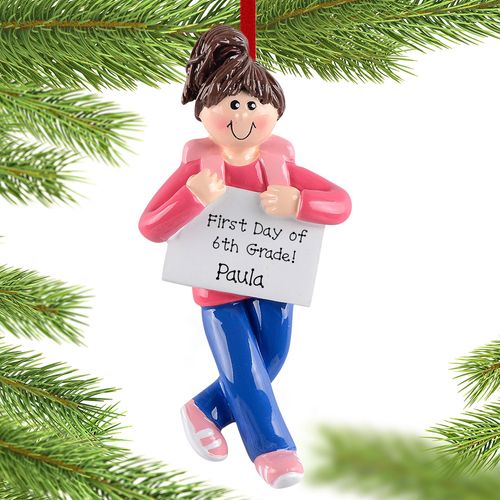 Personalized Girl First Day Holiday Ornament Of School Holiday Ornament