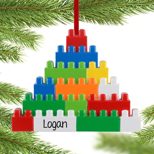 Personalized Plastic Building Blocks Holiday Ornament