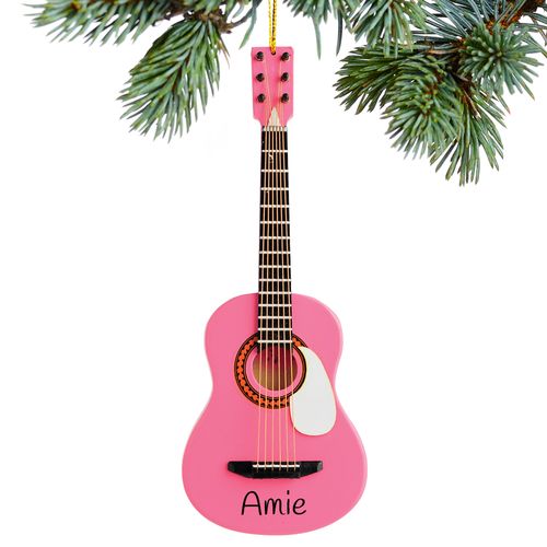 Personalized Pink String Guitar Holiday Ornament