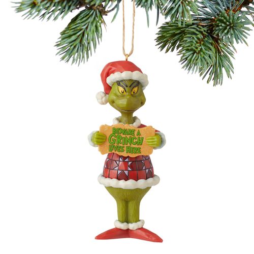 Jim Shore Grinch Beware a Grinch Lives Here Holiday Ornament