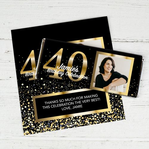 Personalized 40th Birthday Celebration Chocolate Bar Wrappers