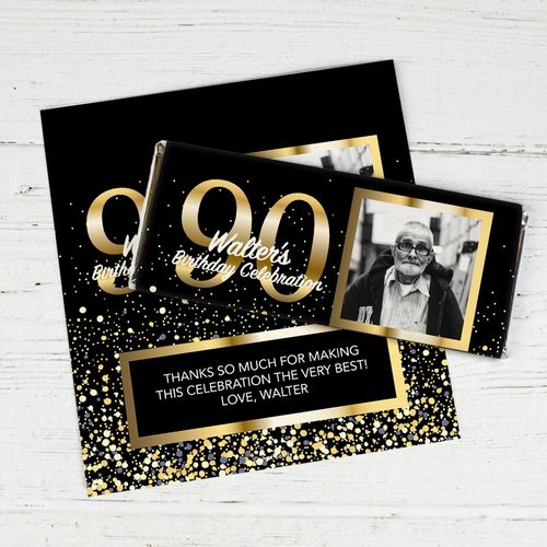 Personalized 90th Birthday Celebration Chocolate Bar Wrappers