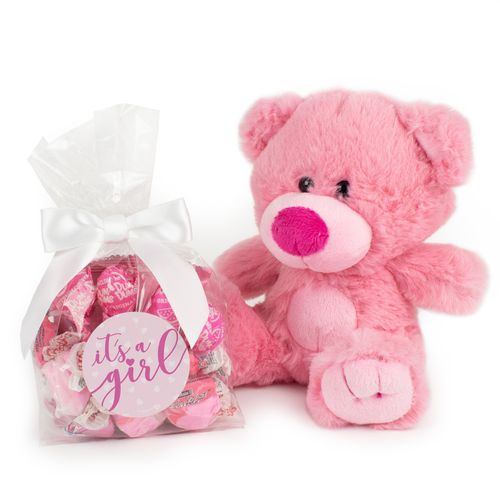 It's A Girl Pink Goodie Bag and Bear