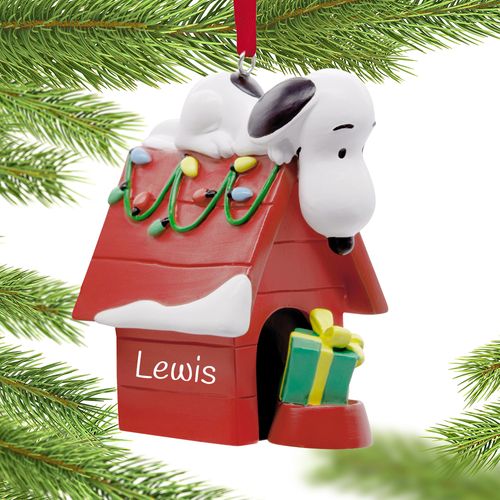 Hallmark Peanuts Snoopy on Doghouse with Lights Holiday Ornament