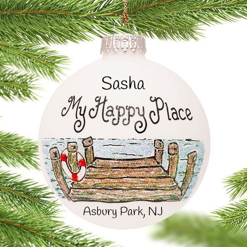 Personalized My Happy Place Lake Holiday Ornament