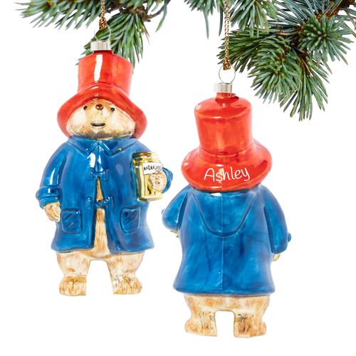 Personalized Glass Paddington Bear Holiday Ornament