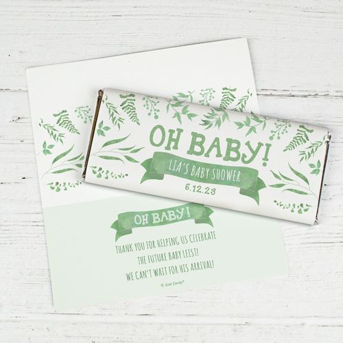 Personalized Oh Baby With Plants Chocolate Bar Wrappers Baby Shower Favor