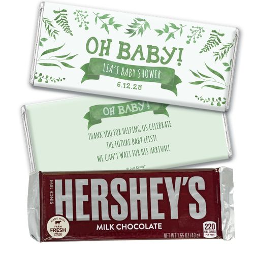 Personalized Oh Baby With Plants Hershey's Milk Chocolate Bar Baby Shower Favor