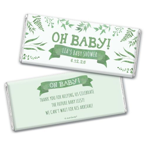 Personalized Oh Baby With Plants Chocolate Bar Baby Shower Favor