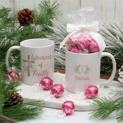 Personalized Woman of Faith 11oz Mug with Lindt Truffles