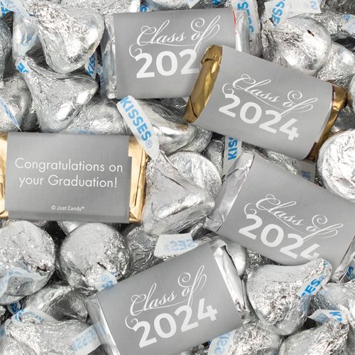 Silver Graduation Candy Mix - Hershey's Miniatures and Kisses