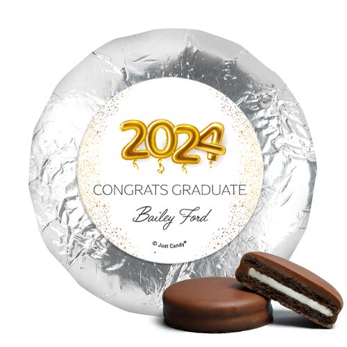 Personalized Congrats Graduate Golden Balloons Milk Chocolate Covered Oreos