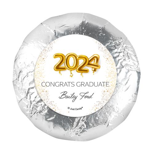 Personalized Congrats Graduate Golden Balloons 1.25" Stickers (48 Stickers)