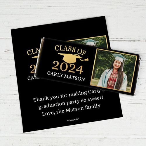Personalized Golden Graduation Cap Chocolate Bar Wrappers