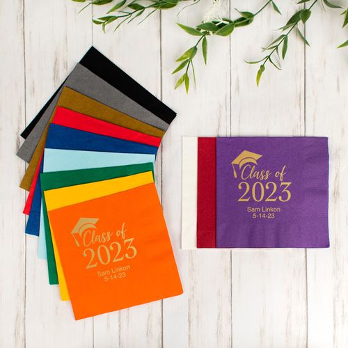 Personalized Graduation Class of 2023 Metallic 3-Ply Traditional Lunch Napkins