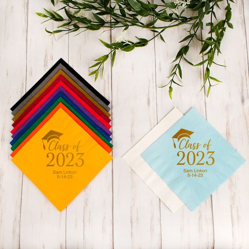 Personalized Graduation Class of 2023 Metallic Angled 3-Ply Traditional Lunch Napkins