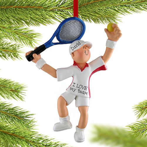 Personalized Tennis Team Boy Holiday Ornament