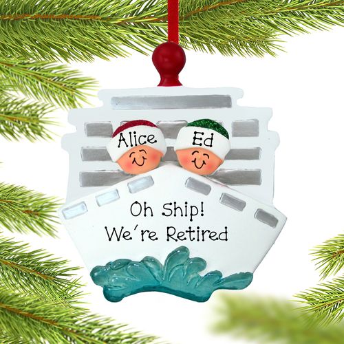Personalized Cruise Ship Retired Couple Holiday Ornament