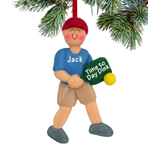 Personalized Pickleball Male Retirement Holiday Ornament