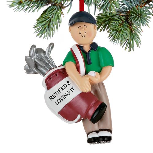 Personalized Golfer Male Retirement Holiday Ornament