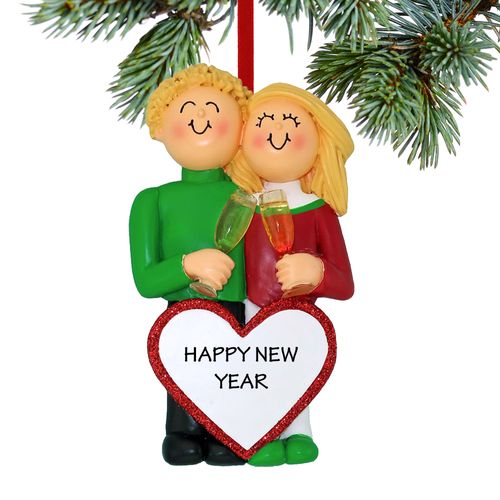 Personalized New Years Couple Holiday Ornament