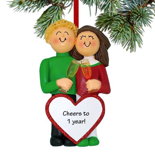 Personalized First Anniversary Couple Holiday Ornament