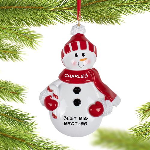 Personalized Red Snowman Brother Holiday Ornament