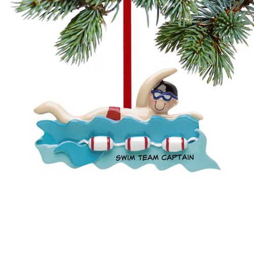 Personalized Swim Team Boy Holiday Ornament