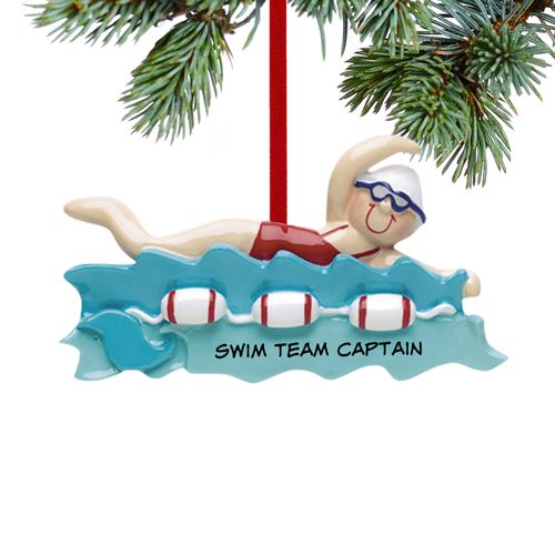 Personalized Swim Team Girl Holiday Ornament