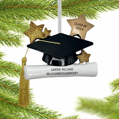 Personalized Elementary School Graduate Hat And Tassel Holiday Ornament