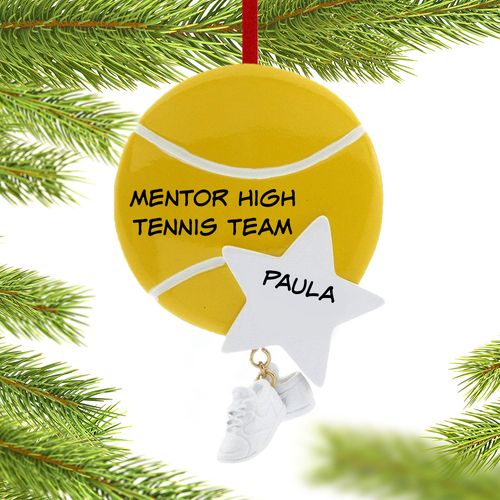 Personalized Tennis Team with Star Holiday Ornament