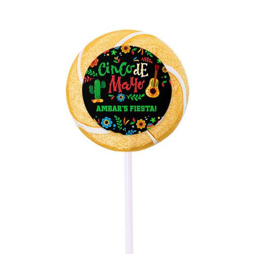 Personalized Cinco de Mayo Icons Gold Swirly Pop (24 Pack)
