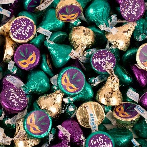 Mardi Gras Hershey's Kisses Candy - Assembled 100 Pack