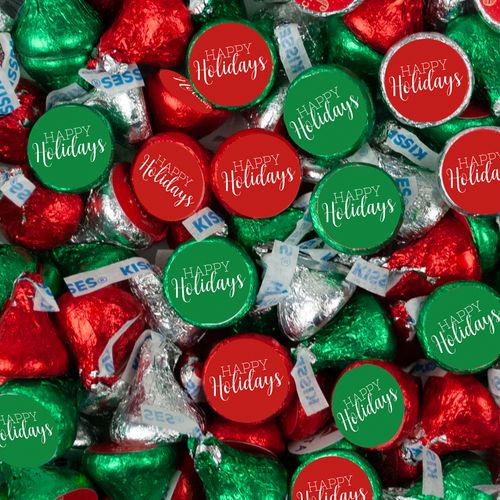Happy Holidays Hershey's Kisses Candy - Assembled 100 Pack